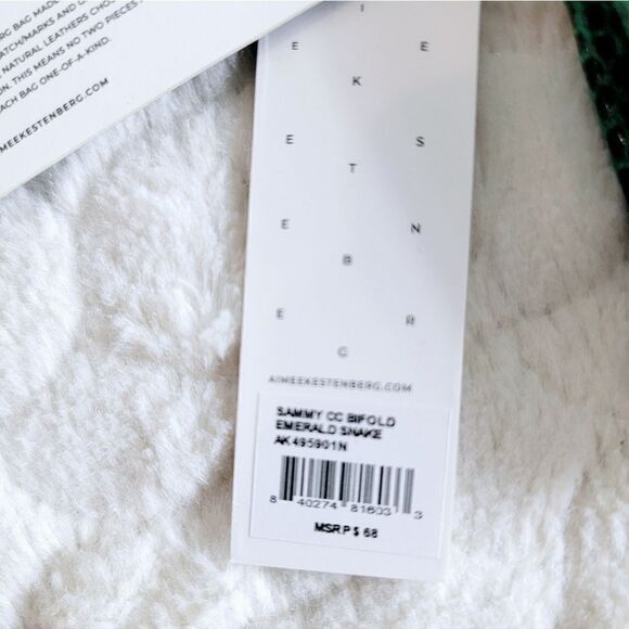 NEW Aimee Kestenberg Sammy bifold wallet emerald green snakeskin leather - Picture 6 of 8